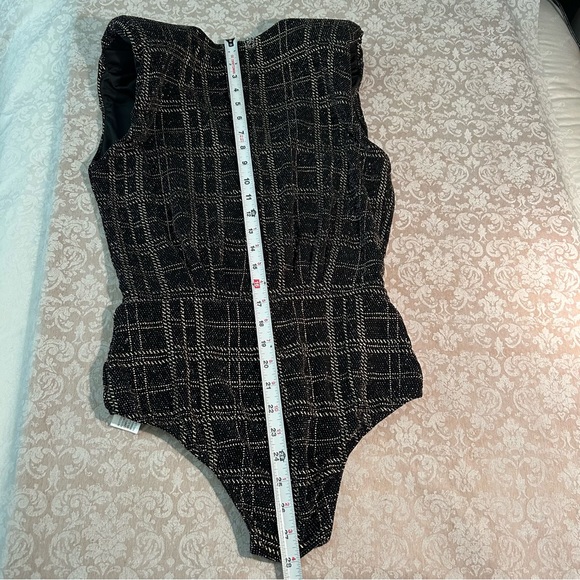 BO.BO Bourgeois Boheme ~Gold Metallic Plaid Bodysuit - Picture 9 of 13